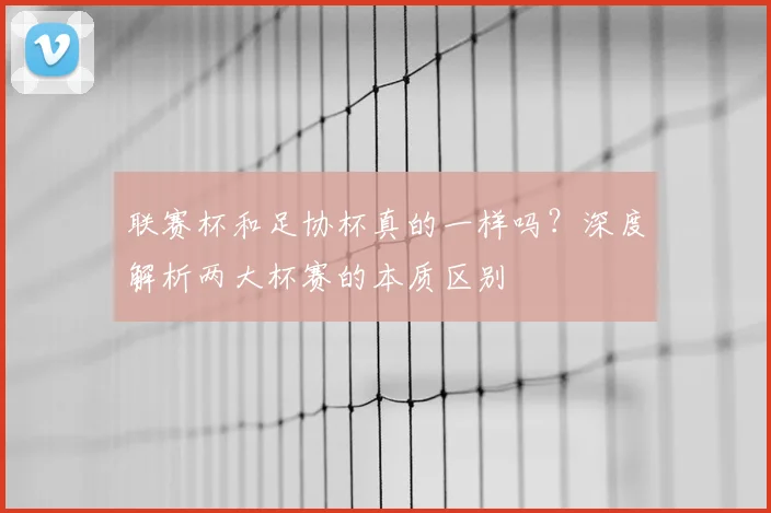 联赛杯和足协杯真的一样吗？深度解析两大杯赛的本质区别